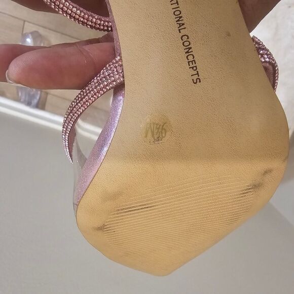 I.N.C. Layne Translucent Pointy Toe Glitter Ankle Strap Pink Heels Size 9.5 - Picture 7 of 7